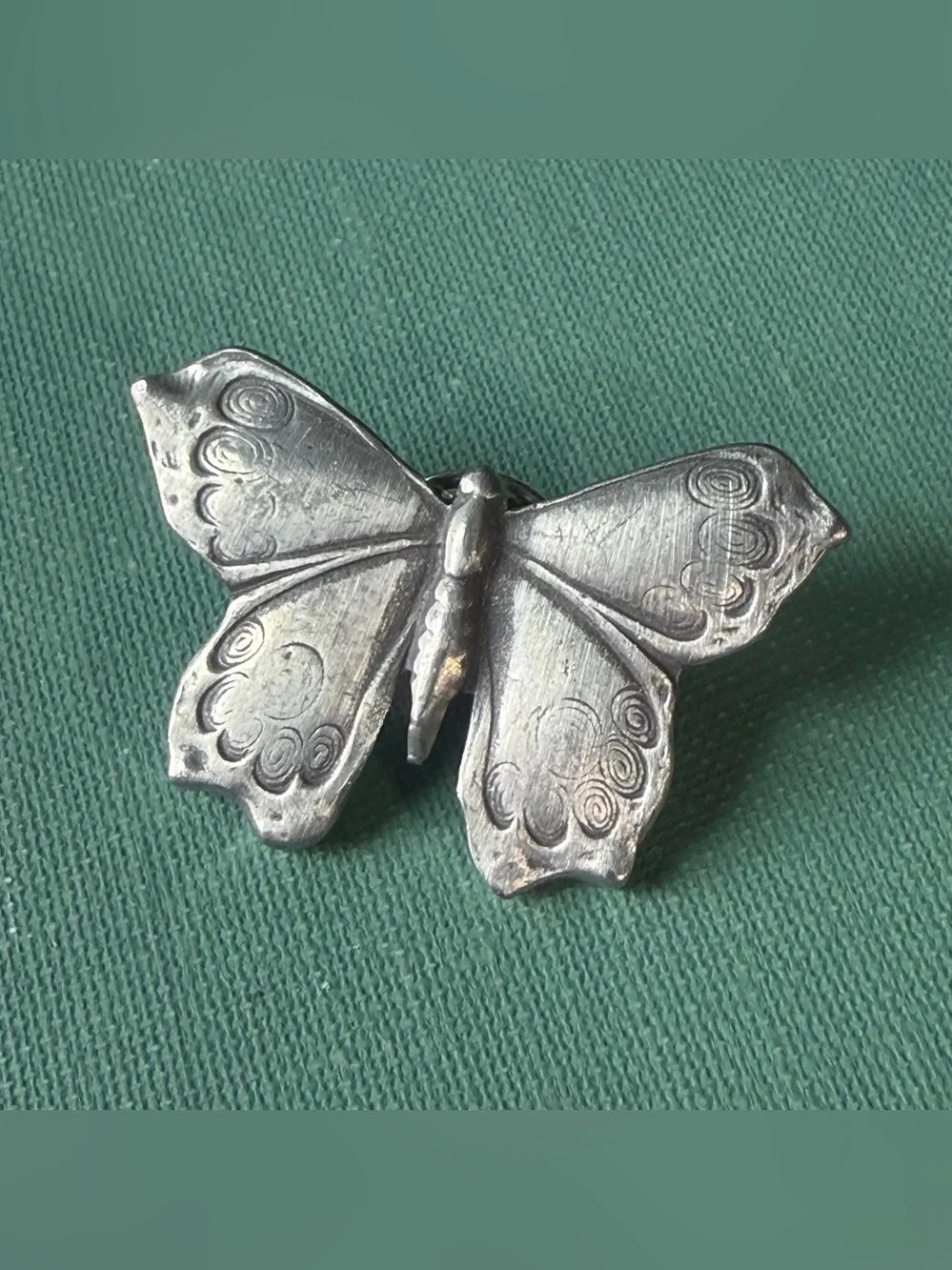 Pewter silver butterfly brooch